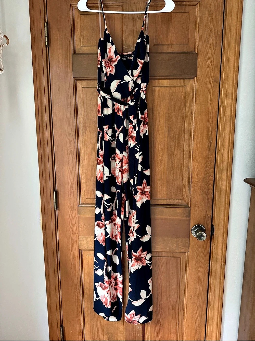 Shop 17 Floral Print Deep V-Neck Wide Leg Jumpsuit Small
